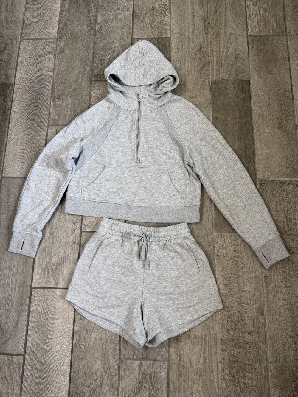 Light Gray Hoodie & Shorts Set